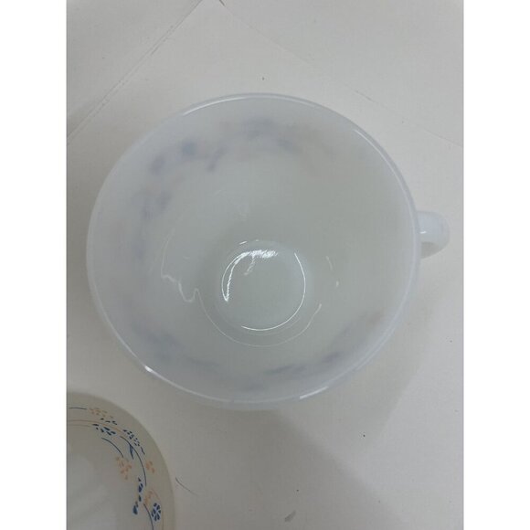 Termocrisa Milk Glass Mugs Blue White Peach Set of 2 Vintage Retro Mexico - Picture 5 of 8
